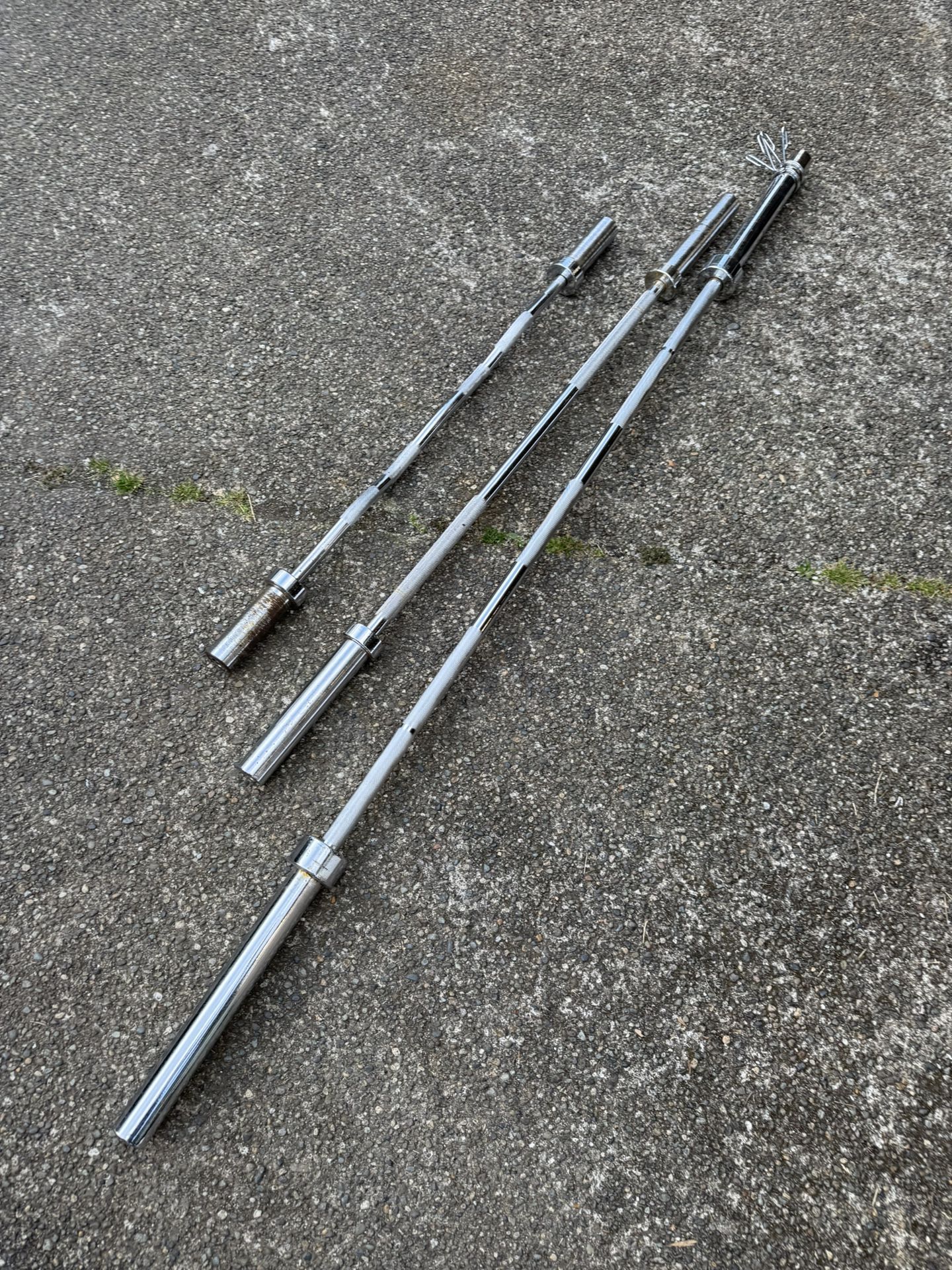 Olympic bars. 7ft, 4ft and curl bar