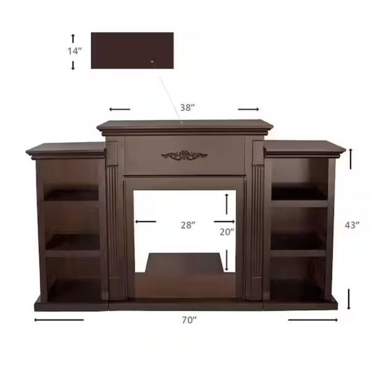 70 in. Media Console Open Shelves Elegant Organization TV Stand in Espresso (Stand Only) Without Electric Fireplace Other - Furniture