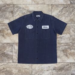 Billy Hill Auto Salvage Short Sleeve Mechanic Shirt Navy Size 1 - Large