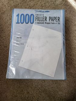 📚 1,000 Sheets College Ruled Filler Paper – 5 Wrapped Packs – 3 Hole