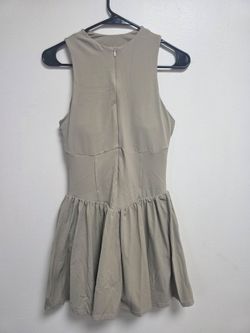 Beige Sleeveless Drop Waist Mini Dress