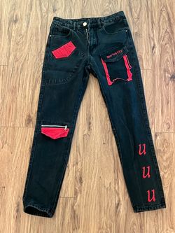 Skinny jeans red and black