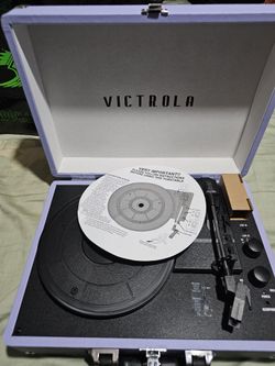 Victrola Journey Bluetooth Portable Suitcase Record Player – with Built-in Speakers, 3 Speed Vinyl Record Player, RCA Out, Headphone Jack, Lavender/Si