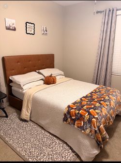 Brown Faux Leather Tufted Bed Frame