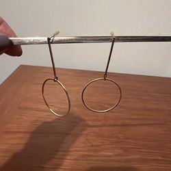 Earrings Dangle Drop Hoop Pierced Gold Tone Metal Costume Fashion Jewerly