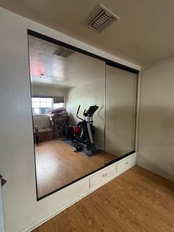 Beveled edge mirrored sliding closet doors