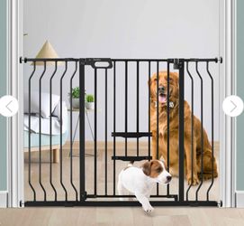 Black Walk-Through Tall Baby Gate w/Pet Door