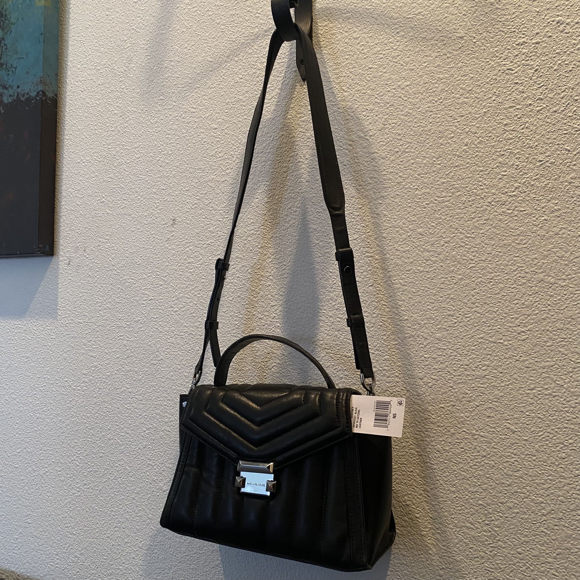 michael kors whitney med leather satchel black