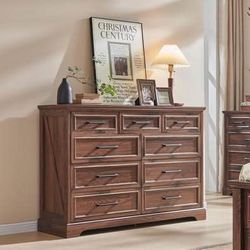 FREE gift with purchase! New Rustic Brown Farmhouse 9 Drawer Dresser/chest of drawers/TV Stand