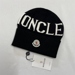 Monclear men Black  logo-patch cotton beanie
