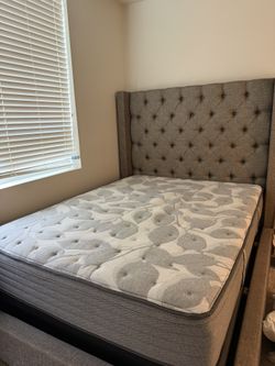 bed Frame, Mattress And Bed Topper
