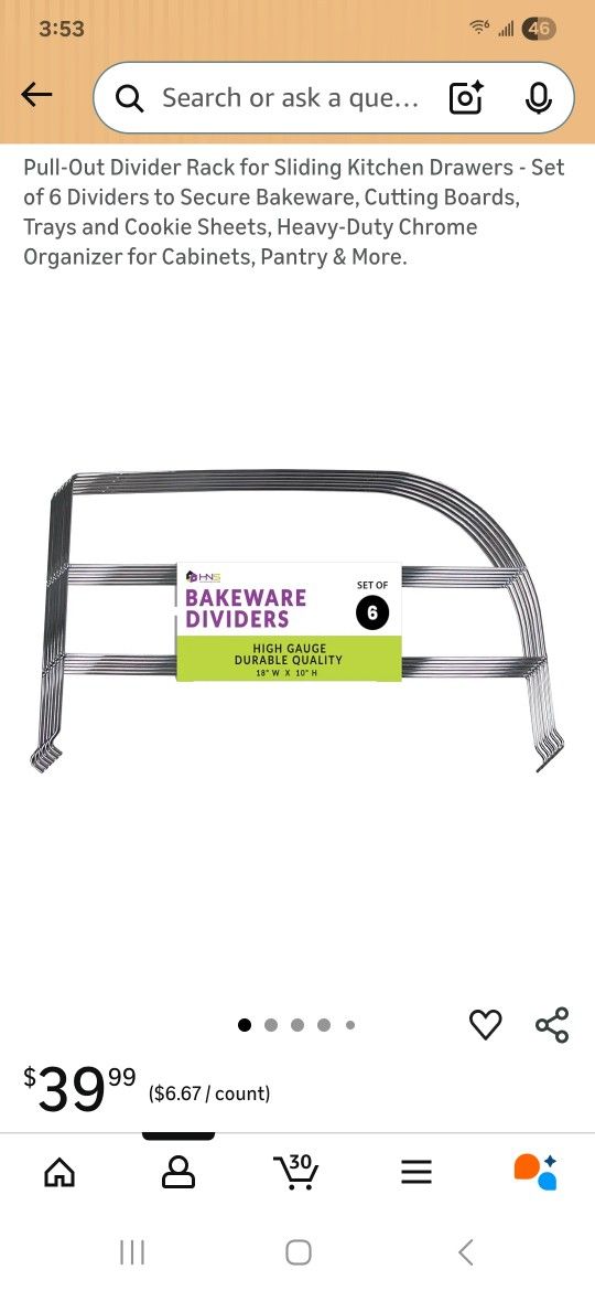 Hold'n Storage Bakeware Dividers For  Hold'n Storage Slide Out Drawer, Set Of 3 