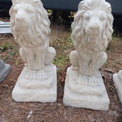 Large Solid Concrete Lion Statues