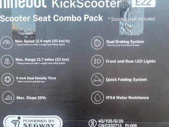 Segway Ninebot KickScooter E22 Seat Combo Pack