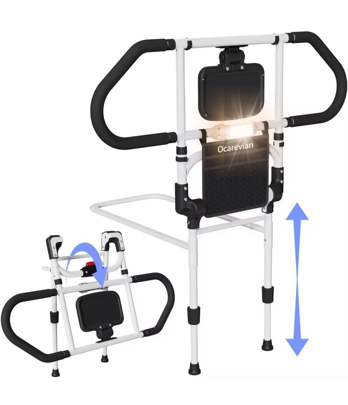 Bed Rails for Elderly Adults Safety, Bed Assist Rails for Seniors, Foldable Bed Rail with Sensor Light, Pocket, Bed Side Rails, Adjustable Bed Rails f