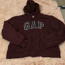 red gap fleece zip up jacket