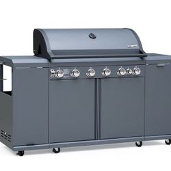 Brand New — Premium BRANDMAN 6-Burner Outdoor Kitchen Grill Island