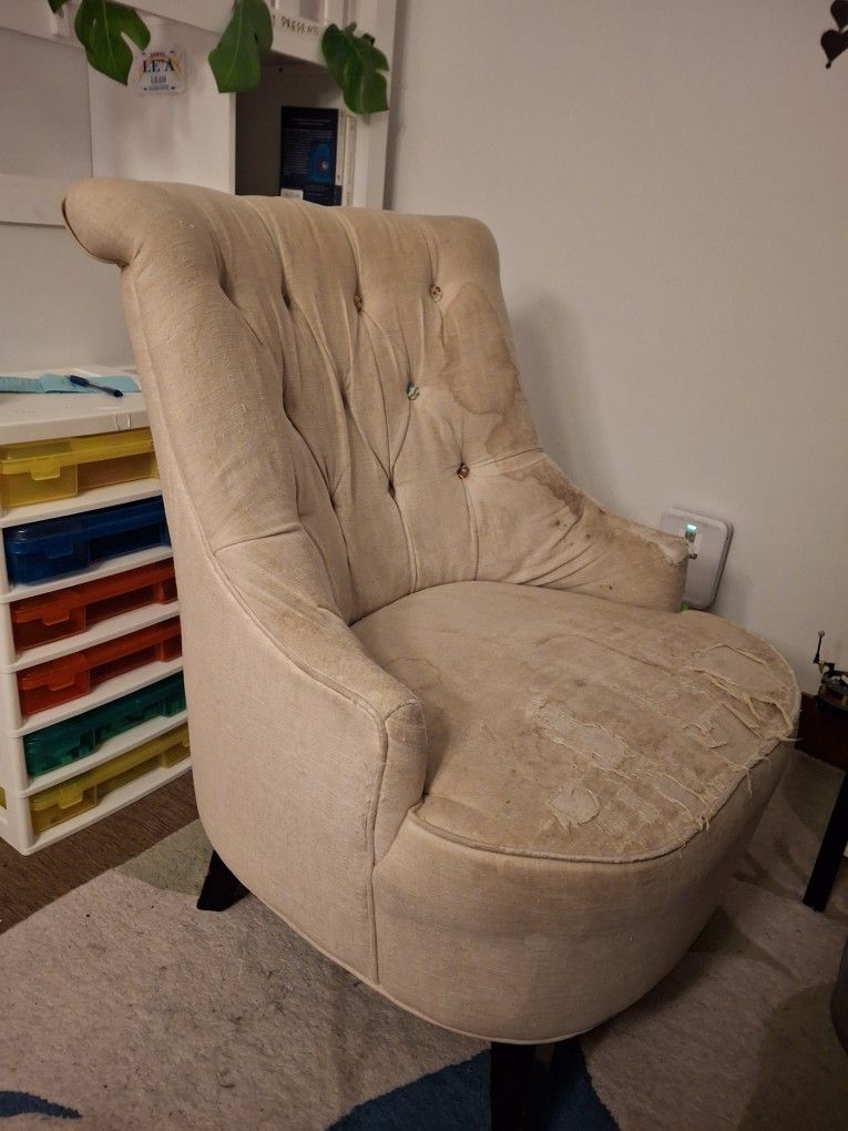 FREE Large Upholstered Chair (Stained, But Still Comfy)