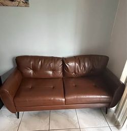 Brown Faux Leather Couch