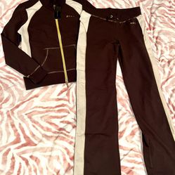 NWT New BCBG Large Brown Tracksuit Sweats Jacket Pants MSRP $140
