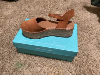 Forever & Always Shoes Viba Brown Suede Leather Espadrille Platform Wedge Sandal