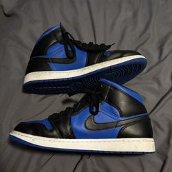 Air Jordan 1 Mid Black & Royal Blue Sneakers