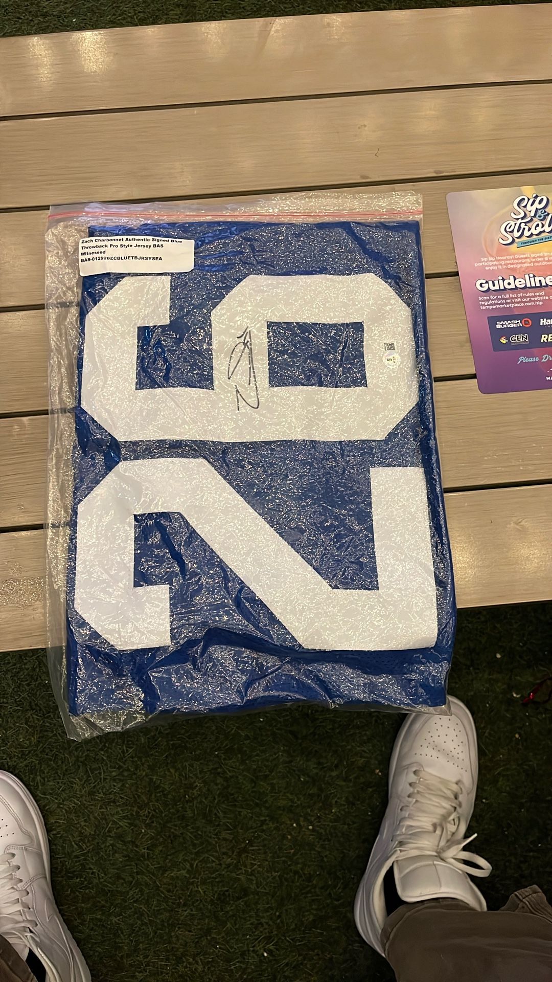 Zach Charbonnet Authentic Signed Blue Throw Back Jersey