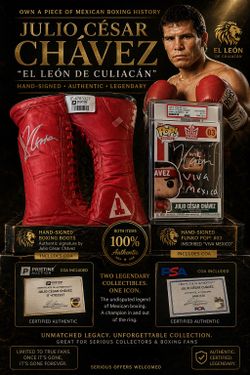 JULIO CÉSAR CHÁVEZ AUTOGRAPHED SET – BOOTS + FUNKO POP (PSA) 🔥