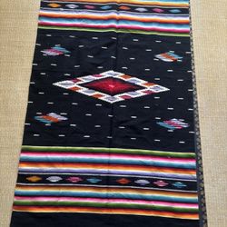 WOOL MEXICAN AZTEC PATTERN BLANKET 