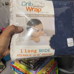 Crib rail cover in light gray new 