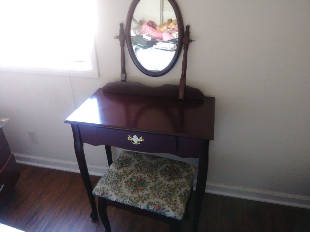 Antique Vanity Table and Stool