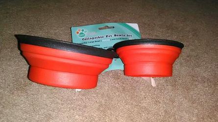 (2) collapsible pet bowls ~ Small & Large! Brand New -