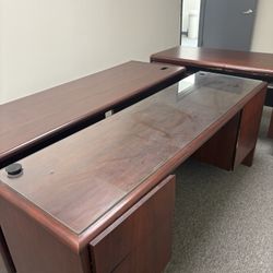 Desk, Cherry, With Glass