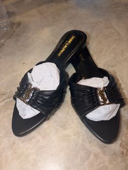 Saint Laurent Paris Black Leather Sandals