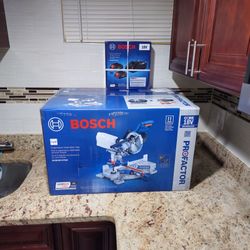 Bosch Profactor 7-1/4-in 18-volt Sliding Compound Cordless Miter Saw Model GCM18V-07SN with batterys and charger