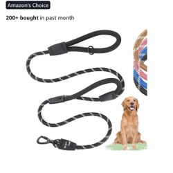 6 Ft Dog Leash - Heavy Duty Leashes for Medium Dogs to Large Breeds, Two Extra Padded Handles, Refle