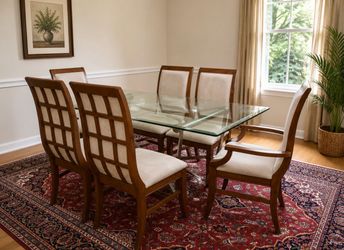 6-Piece Contemporary Wood & Glass Dining Set