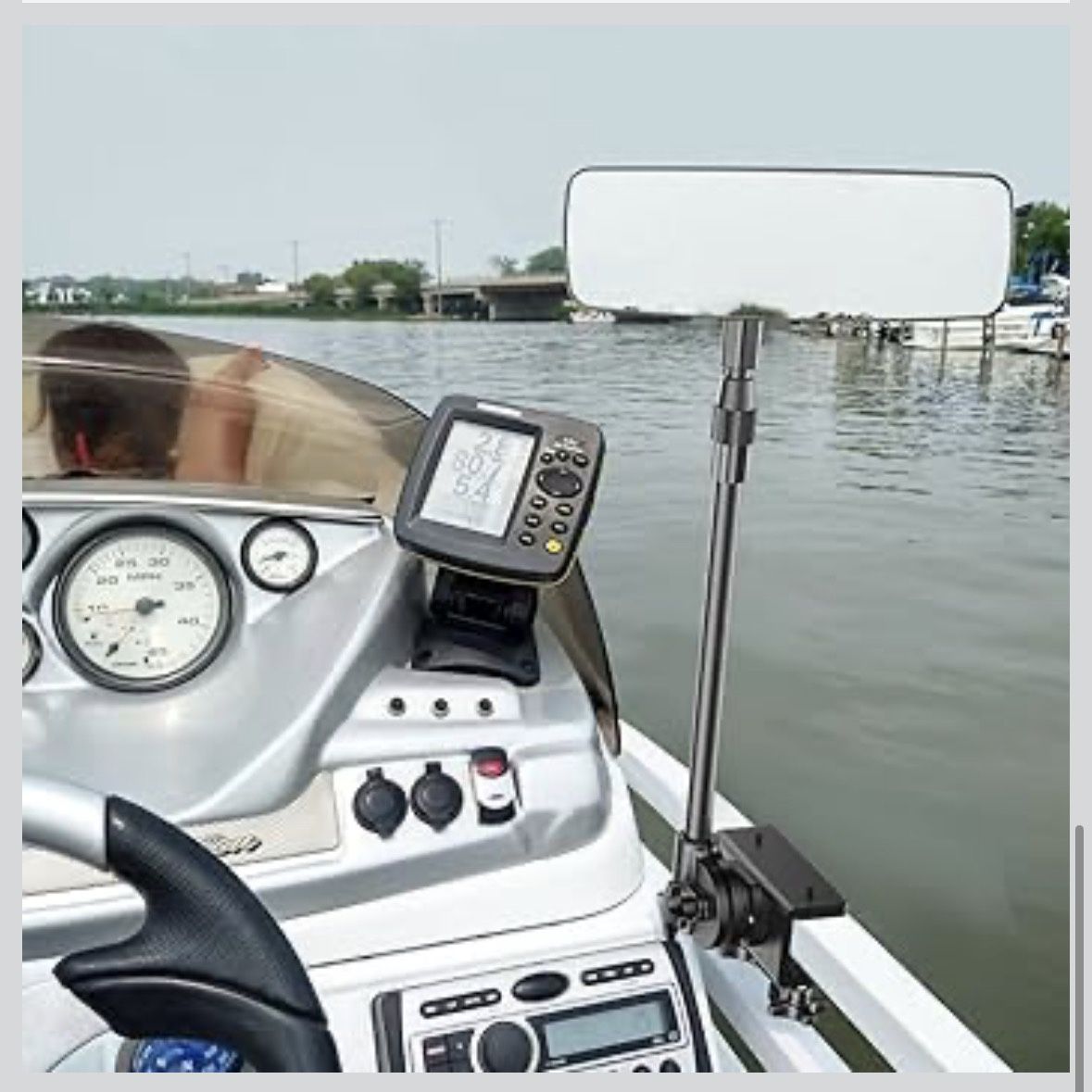 Upgraded Pontoon Ski Boat Rear View Mirror with Telescopic Pole & Heavy Duty Bracket