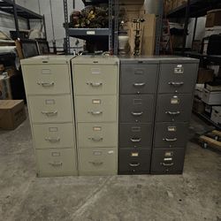 2 Cream/tan 4 Drawer High Filing Cabinets (set Of 2)