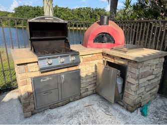 Outdoor Kitchen Package – Blaze Grill, Pizza Oven, Side Burner & Stainless Storage