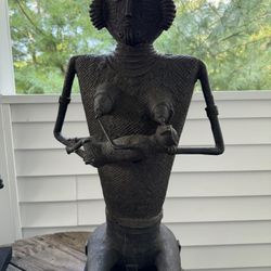 Brass Tribal Woman Breastfeeding 