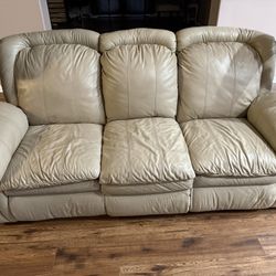 Leather Reclining Couch With Two Leg Rests