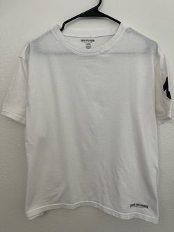 True Religion White Logo T-Shirt Large Horseshoe Sleeve
