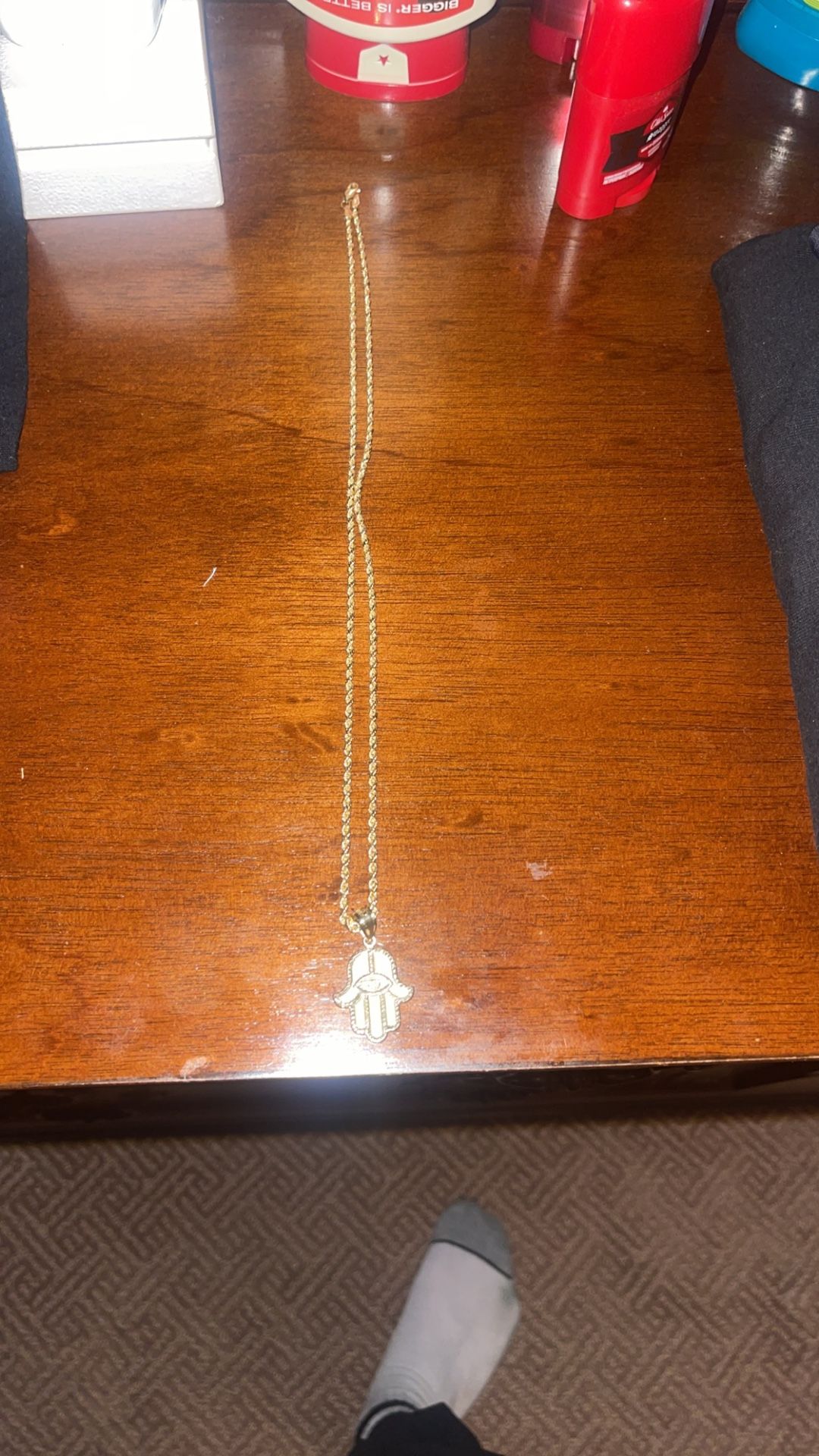 Mens 10k Gold Hamsa Chain Brand New