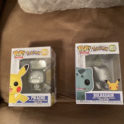 Funko Pop Metallic Pikachu And Bulbasaur 25th Anniversary 