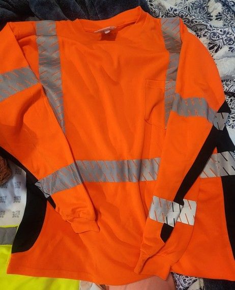 New Large Mens Orange Work Shirt