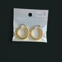 18K Italian Gold Filled Filigree 6mm Chunky Hoop Earrings No Tarnish
 Hoop Earrings 1 inch 