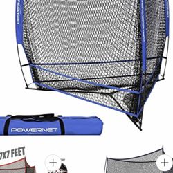PowerNet Triple Threat Baseball Training Net | 3 Way 7' X 7' Batting Or Pitching Net Covers 147 Square Feet | Pitch Or Hit Into Net Train Multiple Sta