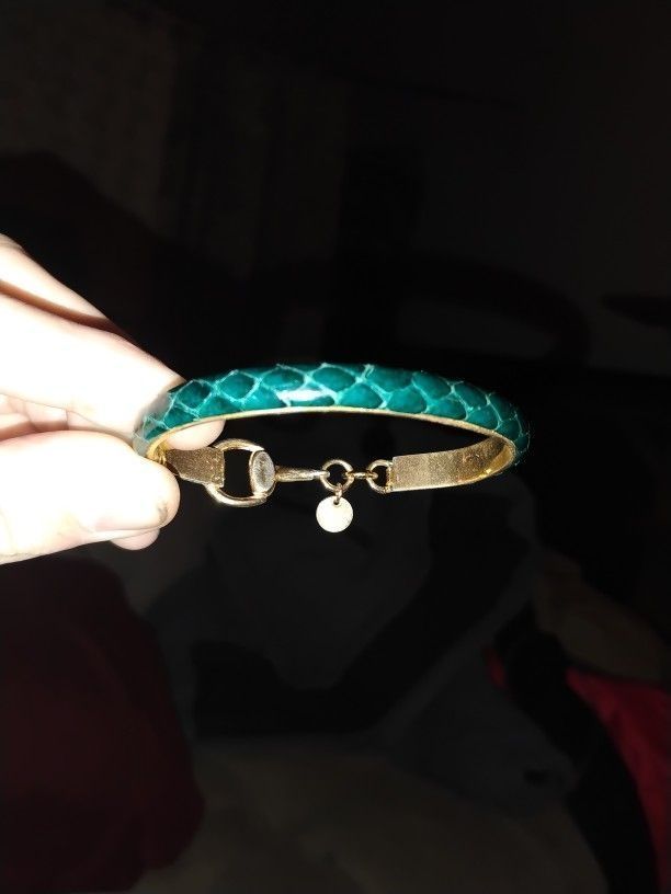 Snake Skin Gold Bangle Bracelet