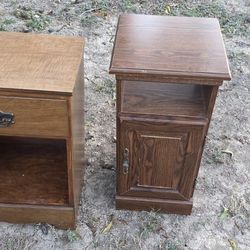 2 Small Wood Nightstands 